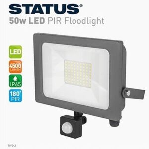 STATUS (PRE-WIRED) 50W=4500LM LED FLOODLIGHT + PIR 6400K
