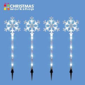 4PC 40LED SNOWFLAKE STAKE LIGHTS WHITE