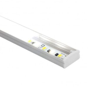 ALL LED PROFILE1 2M ALUMINIUM FINISH, SHALLOW SURFACE PROFILE WITH OPAL DIFFUSER, EXTRUDED 6063 AIRCRAFT ALUMINIUM, INCL END CAPS & BRACKETS