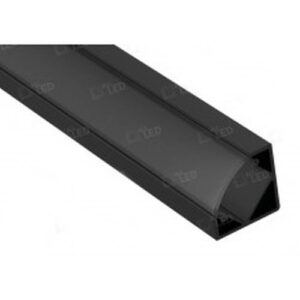 ALL LED 2M CARBON BLACK FINISH CORNER/ANGLED PROFILE WITH BLACK DIFFUSER, EXTRUDED 6063 AIRCRAFT ALUMINIUM, INCL END CAPS & BRACKETS