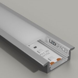 ALL LED PROFILE3 2M ALUMINIUM FINISH, RECESSED PROFILE WITH OPAL DIFFUSER, EXTRUDED 6063 AIRCRAFT ALUMINIUM, INCL END CAPS