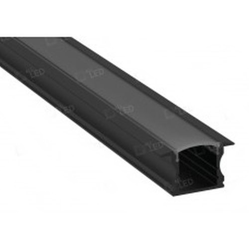 ALL LED 2M CARBON BLACK FINISH, RECESSED PROFILE WITH BLACK DIFFUSER, EXTRUDED 6063 AIRCRAFT ALUMINIUM, INCL END CAPS