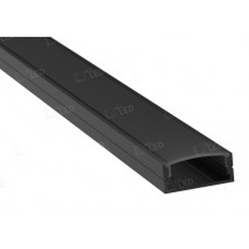 ALL LED 2M CARBON BLACK FINISH, DOUBLE WIDE PROFILE WITH BLACK DIFFUSER, EXTRUDED 6063 AIRCRAFT ALUMINIUM, INCL END CAPS