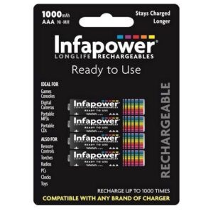 INFAPOWER AAA 1000 MAH RECH. BATTS 4PK