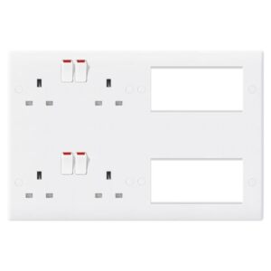 BG COMBINATION PLATE (2 X 2G SWITCHED SOCKETS + 8 EURO MODULE SPACES)