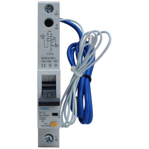 BG CUCRB16A 16A 30mA 6KA TYPE-A B-CURVE 1 POLE COMPACT RCBO