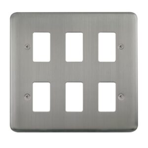 CLICK GRIDPRO DECO PLUS FRONTPLATES STAINLESS STEEL GRIDPRO 6-GANG DECO + PLATE