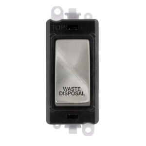 CLICK GRIDPRO SATIN CHROME 20A DP SWITCH MODULE "WASTE DISPOSAL" (BLACK INS)