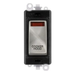 CLICK GRIDPRO SATIN CHROME 20A DP SWITCH MODULE "COOKER HOOD" (BLACK INS)