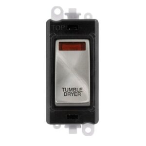 CLICK GRIDPRO SATIN CHROME 20A DP SWITCH MODULE "TUMBLE DRYER" (BLACK INS)
