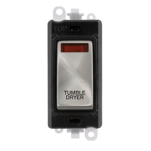 CLICK GRIDPRO SATIN CHROME 20A DP SWITCH MODULE "TUMBLE DRYER" (BLACK INS)
