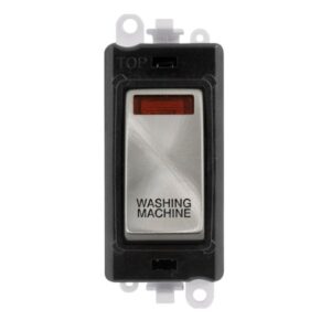 CLICK GRIDPRO SATIN CHROME 20A DP SWITCH MODULE "WASHING MACHINE" (BLACK INS)