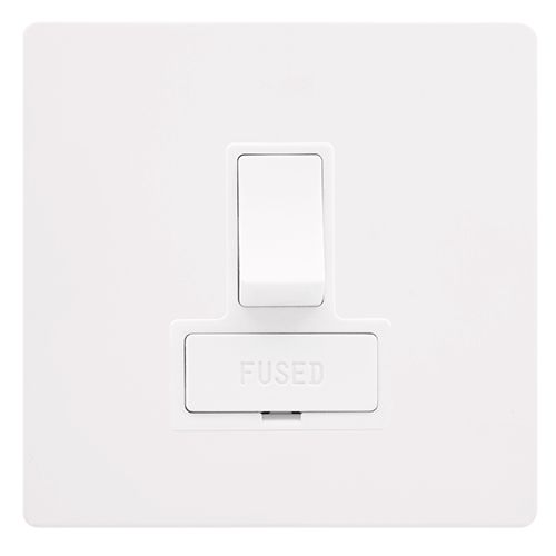 CLICK DEFINITY COMPLETE 13A SWITCHED FUSED CONNECTION UNIT - METAL WHITE COVER PLATE - POLAR WHITE INSERT