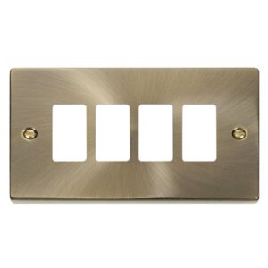CLICK GRIDPRO DECO FRONTPLATES ANTIQUE BRASS GRIDPRO 4-GANG DECO PLATE ANTIQUE BRASS