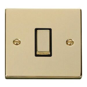 CLICK DECO VICTORIAN POLISHED BRASS INGOT 10A 1-GANG 2 WAY SWITCH (BLACK INS)