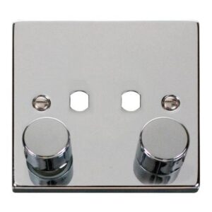 CLICK DECO VICTORIAN POLISHED CHROME VPCH 2-GANG SINGLE DIMMER PLATE & KNOBS