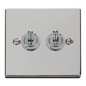 CLICK DECO VICTORIAN POLISHED CHROME VPCHROME 10AX 2-GANG 2 WAY TOGGLE SWITCH