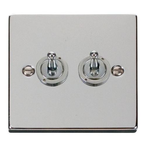 CLICK DECO VICTORIAN POLISHED CHROME VPCHROME 10AX 2-GANG 2 WAY TOGGLE SWITCH
