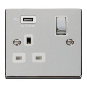 CLICK DECO VICTORIAN POLISHED CHROME 1G SOCKET USB 2.1A DECO