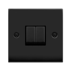 CLICK DECO VICTORIAN MATT BLACK INGOT 10A 2 GANG 2 WAY SWITCH