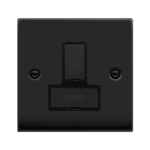 CLICK DECO VICTORIAN MATT BLACK INGOT 13A SWITCHED FUSED SPUR