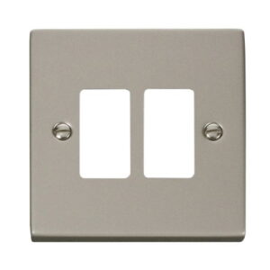CLICK PEARL NICKEL GRIDPRO 2-GANG DECO PLATE PEARL NICKEL