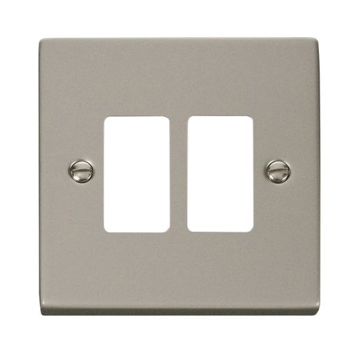 CLICK PEARL NICKEL GRIDPRO 2-GANG DECO PLATE PEARL NICKEL