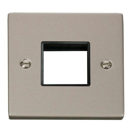 CLICK MINIGRID 1-GANG 2-MODULE PEARL NICKLE SWITCH PLATE (BLACK INS)
