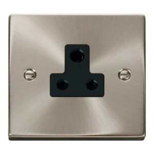 CLICK DECO VICTORIAN SATIN CHROME VP 5A ROUND PIN SOCKET OUTLET BLACK