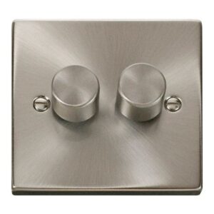CLICK DECO VICTORIAN SATIN CHROME VP 2-GANG 2 WAY 400W DIMMER SWITCH