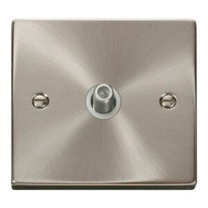 CLICK DECO VICTORIAN SATIN CHROME  1-GANG SATELLITE SOCKET WH