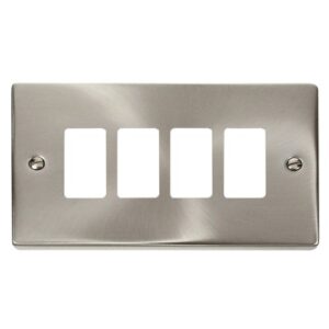 CLICK SATIN CHROME GRIDPRO 2-GANG 4-MODULE FRONTPLATE