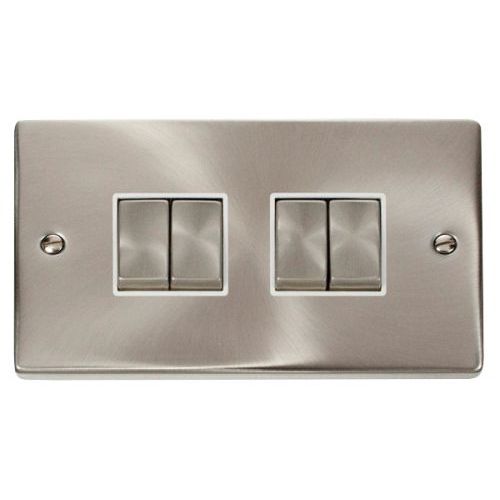 CLICK DECO VICTORIAN SATIN CHROME VP INGOT 10A 4-GANG 2 WAY SWITCH