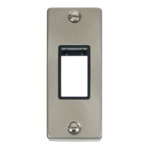 CLICK DECO VICTORIAN SATIN CHROME SC SINGLE ARCHITRAVE PLATE & APERTURE BLACK