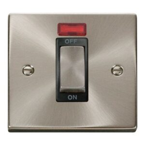 CLICK DECO VICTORIAN SATIN CHROME INGOT 1G 45A DP SWITCH NEON BLACK