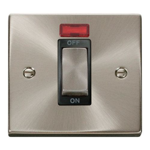 CLICK DECO VICTORIAN SATIN CHROME INGOT 1G 45A DP SWITCH NEON BLACK