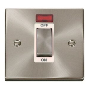 CLICK DECO VICTORIAN SATIN CHROME INGOT 1G 45A DP SWITCH NEON WH