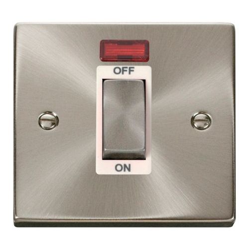 CLICK DECO VICTORIAN SATIN CHROME INGOT 1G 45A DP SWITCH NEON WH