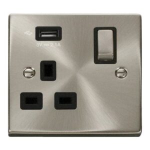 CLICK DECO VICTORIAN SATIN CHROME 1G SOCKET USB 2.1A DECO