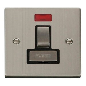 CLICK DECO VICTORIAN STAINLESS STEEL INGOT 13A SWITCHED SPUR WITHOUT FLEX OUTLET + NEON