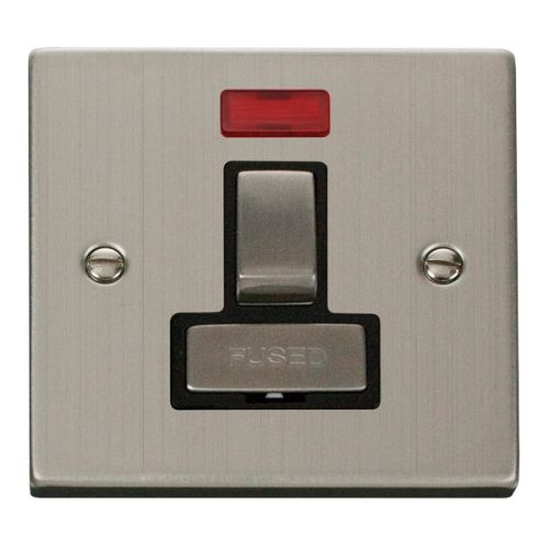 CLICK DECO VICTORIAN STAINLESS STEEL INGOT 13A SWITCHED SPUR WITHOUT FLEX OUTLET + NEON