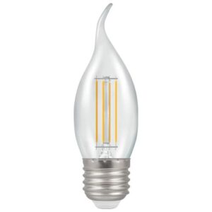 CROMPTON LED FILAMENT CANDLE BENT TIP CLEAR DIMMABLE 5W 2700K WARM WHITE ES-E27