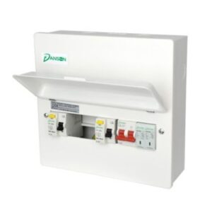 DANSON 18-MOD (11-WAY) HI-INTEG METAL BOARD (100A M/S + 2 X 80A 30mA TYPE A RCDS + SPD TYPE 2 20-40KA) ---MCB'S INCLUDED