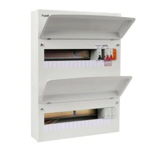 DANSON 26W (12 + 14) DOUBLE STACKED METAL CONSUMER UNIT + 100A MAIN SWITCH + 2 X 80A 30mA ARCD (345X518X115)