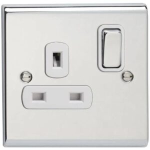 DETA POLISHED CHROME 1G 13A SOCKET WHITE INSERTS