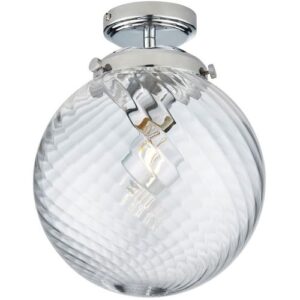 ENDON MILSTON POLISHED CHROME+CLEAR SPIRAL GLASS FLUSH FITTING