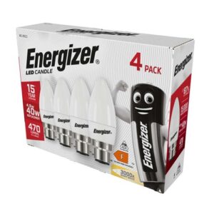ENERGIZER LED CANDLE 6W=40W=470L BC WW PACK OF 4