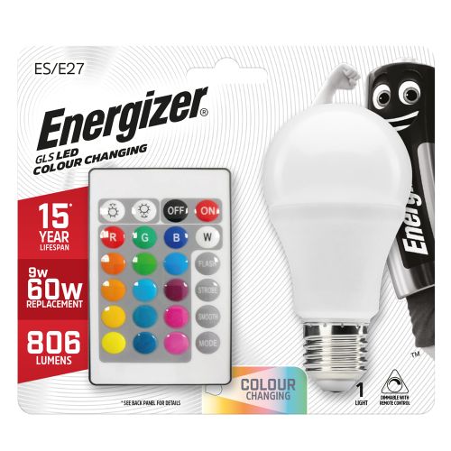 ENERGIZER LED GLS ES COLUR CHANGING+ WHITE+RCU 9W=806L=60W