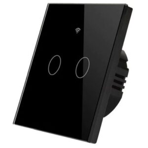 2 GANG SMART LIGHT SWITCH WIFI WALL WIRELESS BLACK TEMPERED GLASS TOUCH SCREEN SWITCH