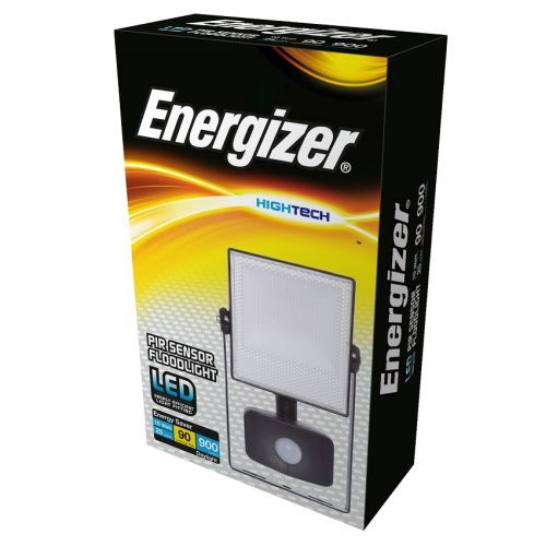LED 10W=900L PIR FLOOD+SWITCH OVERRIDE BLACK 6500K